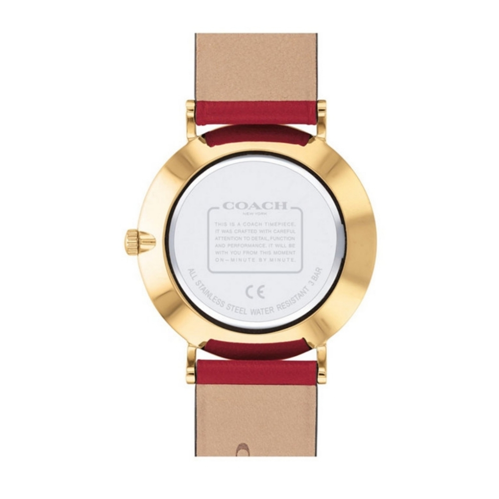 Coach New In Box Signature Rose Red Leather Water Resistant Watch 36mm - Picture 3 of 3